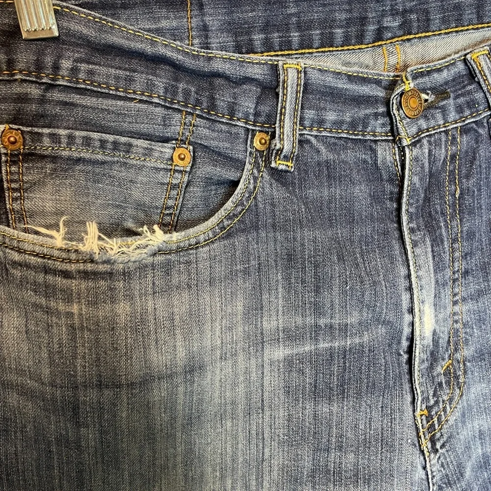 Levis 505 Mens Regular Straight Distressed Jean 36x34 Cotton Classic Casual Blue